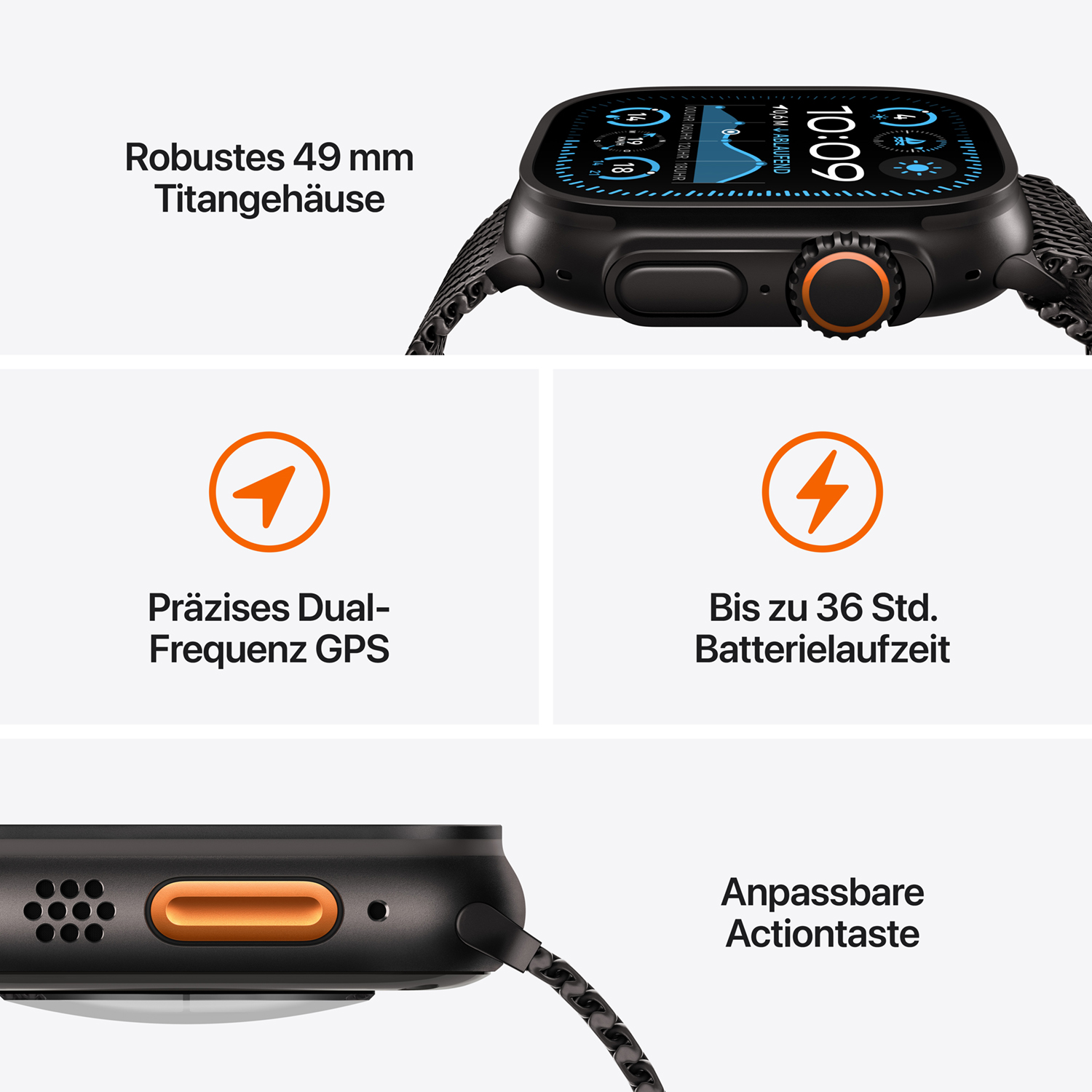 Apple Watch Ultra 2 Titanium Cellular 49mm Schwarz (Trail Loop schwarz) M/L Apple Watch Ultra 2 Titanium Cellular 49mm Schwarz (Trail Loop schwarz) M/L